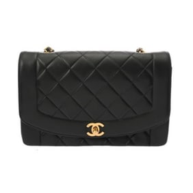 CHANEL Matelasse Diana 25cm Chain Shoulder Bag in Black (A01165) - Women's Lambskin
