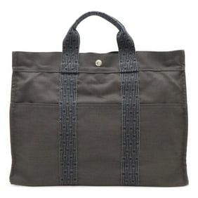 HERMES Air Line Tote MM Bag Handbag Canvas Gray Black