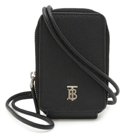 BURBERRY TB Card Case, Business Holder, Pass Coin Wallet, Purse, Neck Strap, Black, 8028233