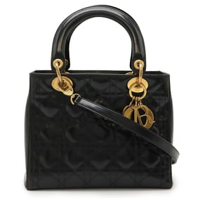 Christian Dior Lady Cannage handbag/shoulder bag in black enamel