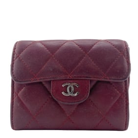 CHANEL Chanel card case Coco Mark Matelasse coin wallet red ladies