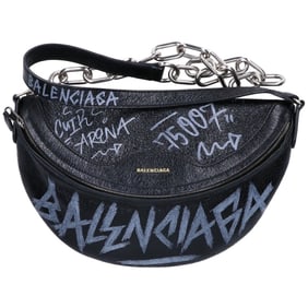 BALENCIAGA 551550 Souvenir Graffiti Body Bag Black Women's