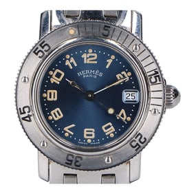 HERMES CL5 210 Clipper Diver Date Stainless Steel Watch with Navy Dial and Quartz Movement,