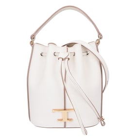 TOD'S T-Timeless 2-Way Drawstring Bucket Bag Shoulder in White for Women