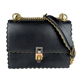 Fendi Canai Mini Shoulder Bag in Black Leather, Women's, 8M0381 A18Q z7362