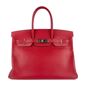 Hermes Hermès Birkin 35 handbag in Epsom leather, Rouge Casac, silver, women's, z7338