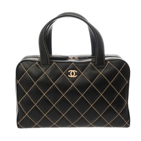 CHANEL Wild Stitch Mini Bowling Bag in Black Calfskin.