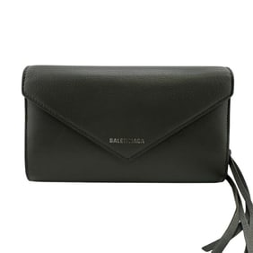 BALENCIAGA 371661 Paper Money Round Zipper Long Wallet, Gray