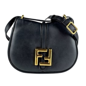 Fendi Camon Small Shoulder Bag in Black Leather, Women's, 8BS082-AQ0L z7332