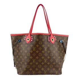 Louis Vuitton Monogram Totem Neverfull MM Shoulder Bag/Tote Bag in Canvas, Brown/Pink, Women's,