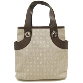 BVLGARI Bvlgari Mania Handbag, Canvas and Leather, Beige Brown, Women's, 253299