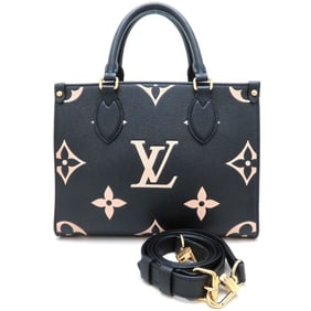 LOUIS VUITTON Monogram Empreinte On-the-Go PM 2-Way Handbag M45659 Black/Beige Women's 352852