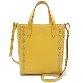 JIMMY CHOO PEGASI N S UUF Studded Handbag in Grainy Calfskin, Yellow, Women's, 253265