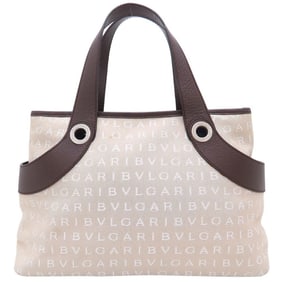 BVLGARI Bvlgari Mania Handbag, Canvas and Leather, Beige Brown, Women's, 352833