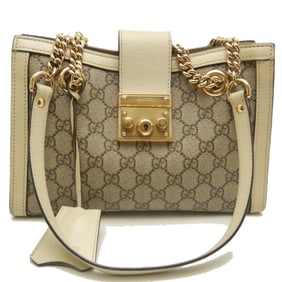 GUCCI Padlock Medium Tote 498156, GG Supreme Canvas Bag, Beige/Ivory, Women's, 253287
