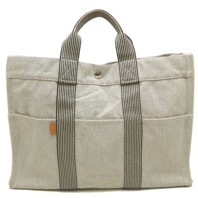 HERMES New Foule Tote MM Bag, Cotton, Gray, Men's, 253298