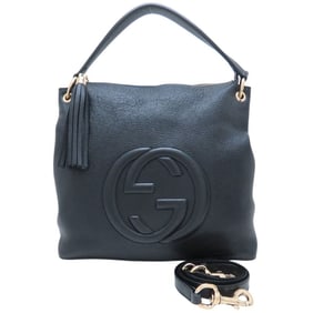 GUCCI Soho 2-Way Shoulder Bag 536194 Leather Black Outlet Women's 352815