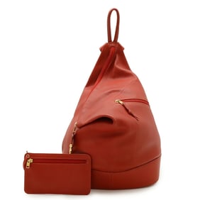 LOEWE Anton Sling Backpack in Red Calfskin Leather