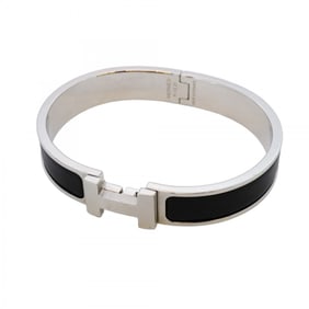 Hermes Hermès Click-Clack PM Bangle in Metal, Silver and Black for Men