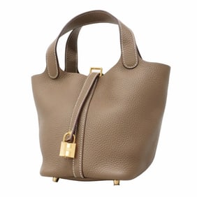 Hermes Hermès Picotin Lock PM Handbag in Taurillon Clemence Etoupe with B Stamp for Women