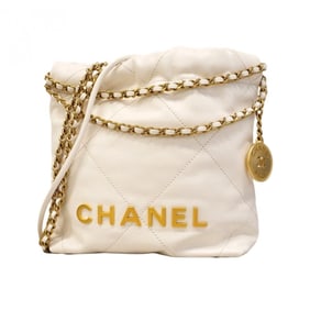Chanel Handbag 22 Calfskin White 2-Way Bag for Women
