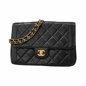 Chanel Shoulder Bag Matelasse W Chain Lambskin Black Women's