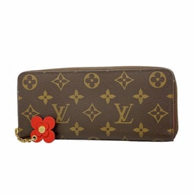 Louis Vuitton Monogram Flower Charm Portefeuille Clemence Wallet M62940 Brown Coquelicot Women's