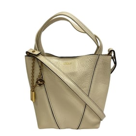 Chloé Chloe 2-way Hand Small Tote Spin Shoulder Bag Women's Beige