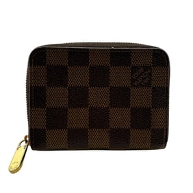 LOUIS VUITTON Zippy Coin Purse N63070 Damier Print Case Wallet with Purse, Pocket, Card Slots,