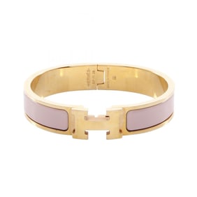 Hermes Hermès Click H PM Bangle, GP (Gold Plated) Enamel, Women's, Gold and Pink