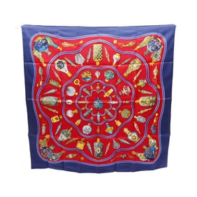 Hermes Hermès Carré 90 "Qu Importe Le Flacon" Silk Scarf for Women, Navy, Red, and Multicolor
