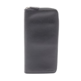 Prada round long wallet in Saffiano leather, black for men and women