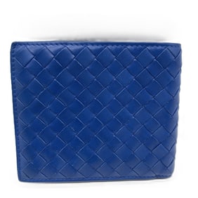 Bottega Veneta Intrecciato Bifold Wallet Leather Blue Billfold BOTTEGAVENETA