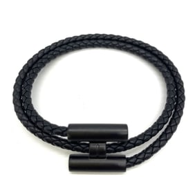 Hermès H Leather Bracelet, Vaux Swift Tourni Tresse, Black, HERMES