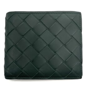 Bottega Veneta Intrecciato Wallet Khaki Unisex Leather Bi-fold