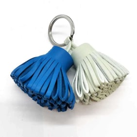 Hermès Carmen Unodos Keychain Key Ring Bag Charm Blue x White Anjo Miro Leather HERMES