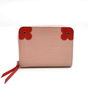 Louis Vuitton Zippy Coin Purse, Round Epi Leather, Rose Ballerine x Coquelicot, Pink Red, Flower