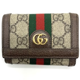Gucci Tri-fold Wallet 644334 Ophidia GG Supreme Sherry Line PVC Beige GUCCI