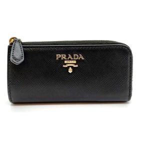Prada L-shaped coin purse and key case in black Saffiano leather, 1PP026 PRADA