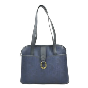 Christian Dior Women's Coated Canvas Leather Shoulder Bag in Navy (h31660a)