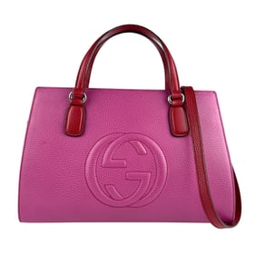 Gucci Soho Leather Shoulder Bag in Pink and Red, Women's, 431571 z7305