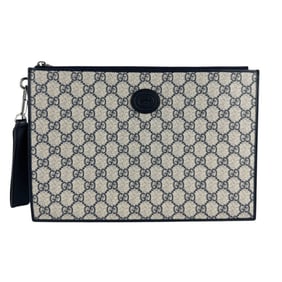 Gucci GG Supreme Canvas Navy Clutch Bag for Men, 672953 z7344
