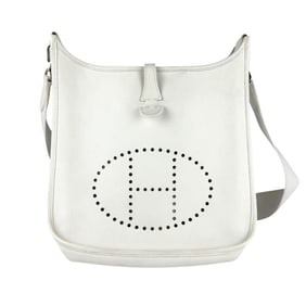 Hermes Hermès Evelyn 2 PM Shoulder Bag in Off-White and Silver Leather, Men's Women's, z7244