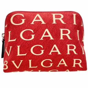 BVLGARI Tick Pouch, Silk, Red and Apricot, 21511, Multi-Pouch, Bag-in-Bag, TRN-15952