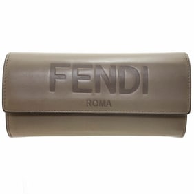 Fendi Continental Wallet, Embossed Leather, Gray-Brown, 8M0251, FENDI Bifold AANN-15967