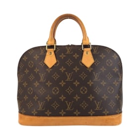 LOUIS VUITTON Monogram Alma Brown Leather Handbag with Gold Hardware, M51130, Women's