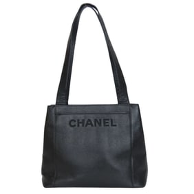 CHANEL Tote Bag, Caviar Skin, Black, Embroidered, No. 4, Women's,