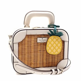 Kate Spade Women's Handbag in White Natural Leather, Rattan, and Pineapple