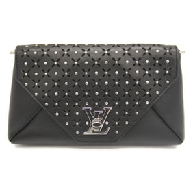 LOUIS VUITTON Love Note M54871 Chain Shoulder Bag Clutch Black Leather Studs