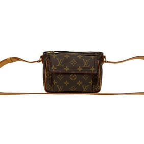LOUIS VUITTON Viva Cite PM Monogram Leather Shoulder Bag/Pochette/Sacoche Brown 134-1